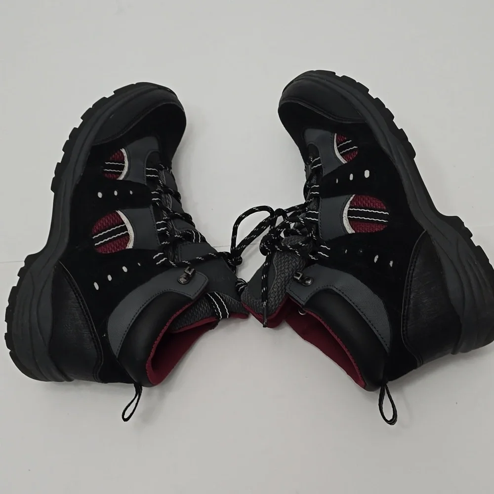Lands' End Men's Hiking Boots Gray Black Red Size 8.5 D